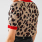 cozy panther print sweater shirt with red edges