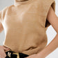 Q2 Cozy turtleneck sleeveless sweater in camel