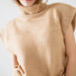 Cozy turtleneck sleeveless sweater in camel