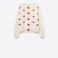 Cozy White Cardigan with Red Hearts
