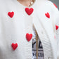 Cozy White Cardigan with Red Hearts