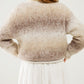 Cream and brown cable knit Cardigan