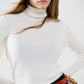 Q2 Cream basic ribbed sweater with high neck