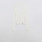 Cream basic ribbed sweater with high neck