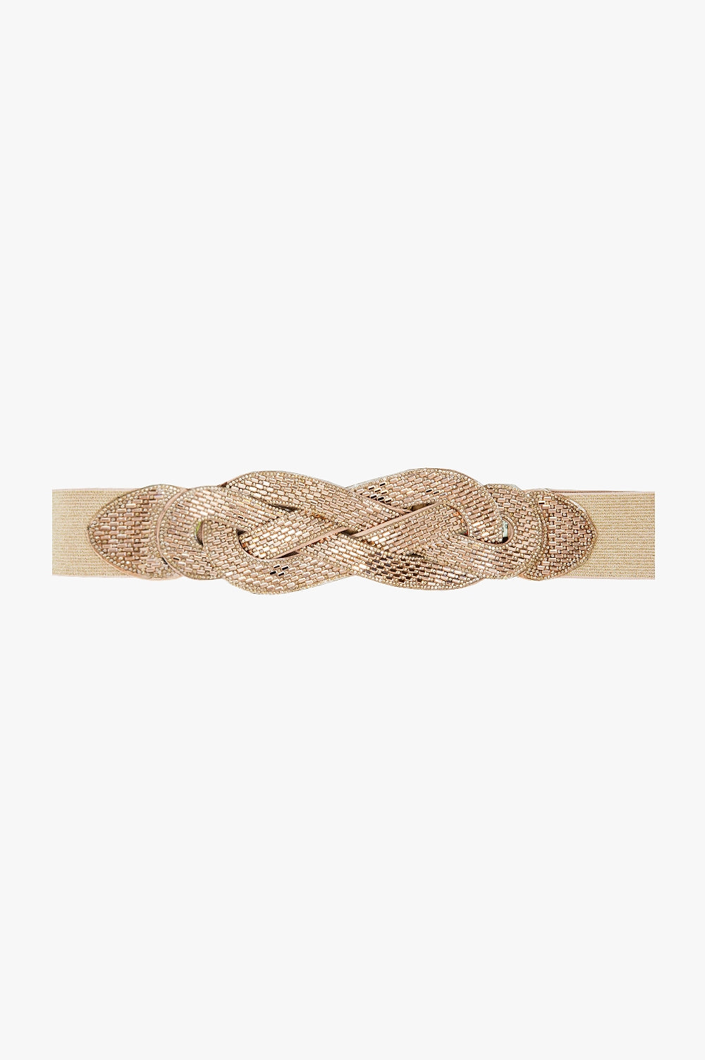 Q2 Cream Belt With Rose Gold Woven Detail