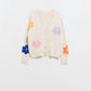 Cream Cardigan With EMbroidered Flowers