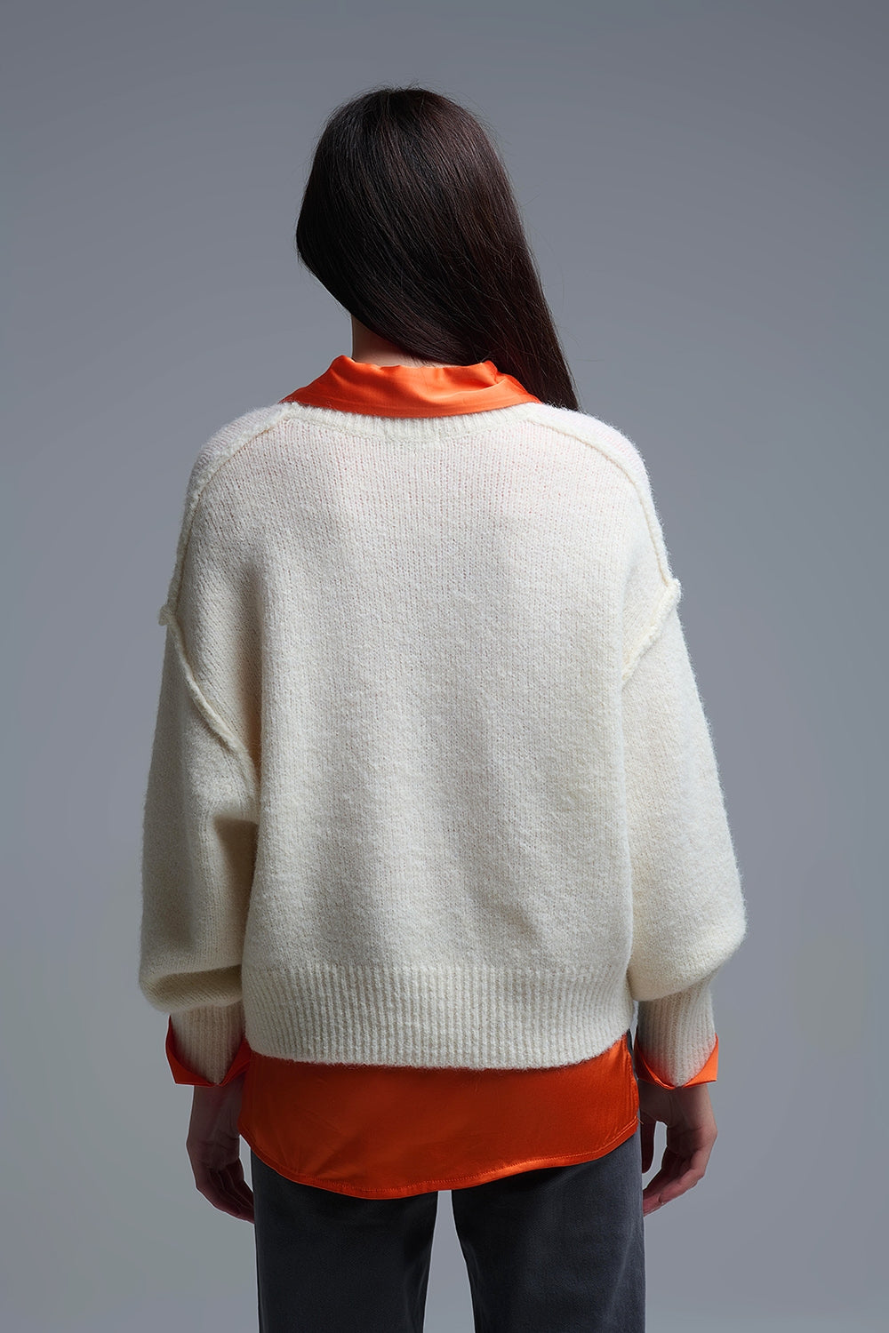 Cream Embroidered Mardi Sweater With Flowers