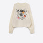 Cream Embroidered Mardi Sweater With Flowers