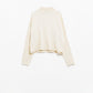 cream fluffy high neck relax fit sweater