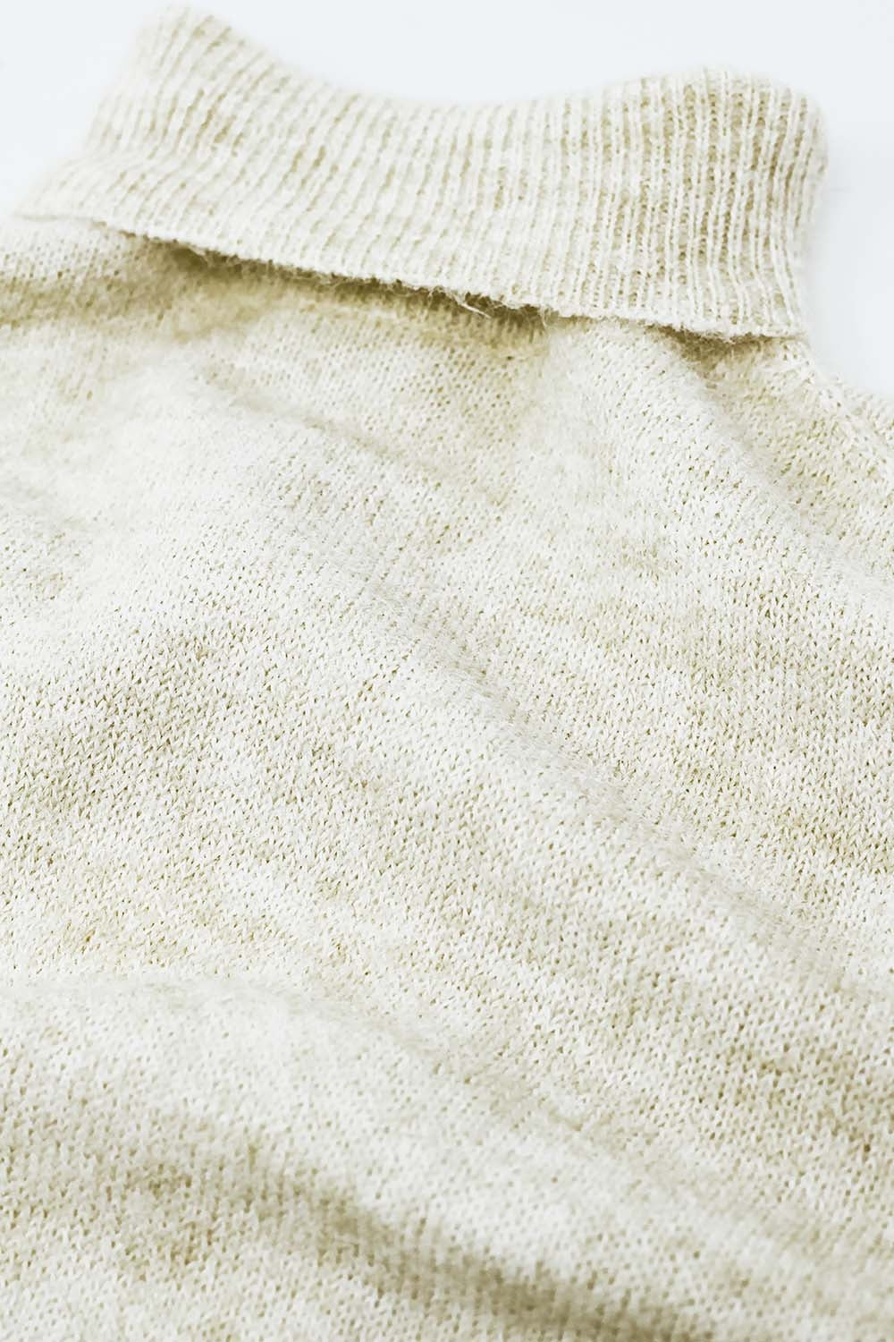 cream fluffy high neck relax fit sweater