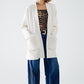 Q2 cream High quality knitted maxi cardigan with fur pockets