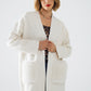 cream High quality knitted maxi cardigan with fur pockets