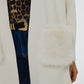 cream High quality knitted maxi cardigan with fur pockets