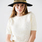 Q2 Cream short sleeve sequin sweater