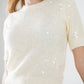 Cream short sleeve sequin sweater