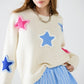 Cream Sweater With Embroidered Stars