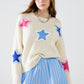 Cream Sweater With Embroidered Stars