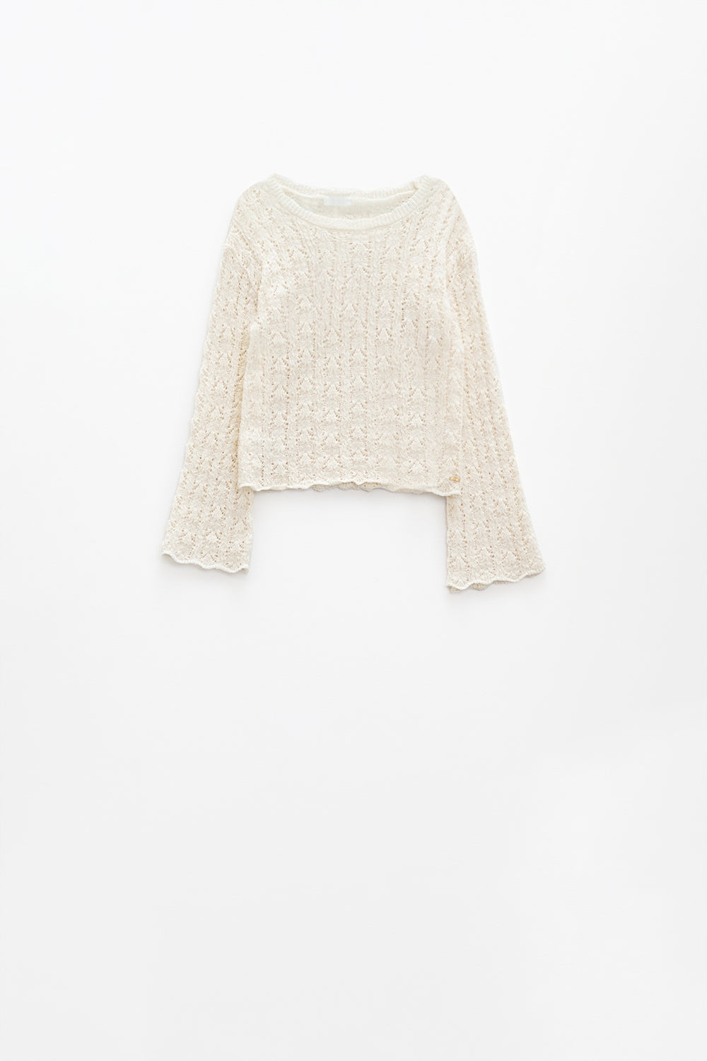 Cream Sweater With Flared Sleeves