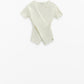 Cream t-shirt with crossed front and V-neck