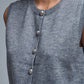 Crew Neck Metallic Button knitted Vest In Grey