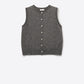 Crew Neck Metallic Button knitted Vest In Grey