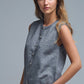 Crew Neck Metallic Button knitted Vest In Grey