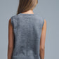 Crew Neck Metallic Button knitted Vest In Grey