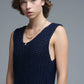 Crochet Cropped Vest in Navy With sequins Thread