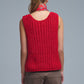 Crochet Cropped Vest in Red With sequins Thread