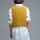 Crochet Cropped Vest in Yellow With sequins Thread