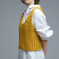 Q2 Crochet Cropped Vest in Yellow With sequins Thread