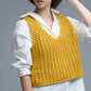 Crochet Cropped Vest in Yellow With sequins Thread