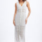 Q2 Crochet Maxi Vest With button closure in White