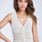 Crochet Maxi Vest With button closure in White