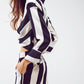 Crop Shirt With Knot Detail in Black and White Stripes