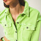 Cropped denim trucker jacket in acid green