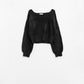 cropped fluffy sweater in black fitted at the waist