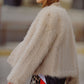 Cropped Jacket in beige in fine fur