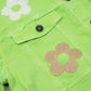 Cropped Jacket With Chest Pockets and Flower Details in Green