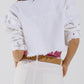 Cropped Jacket With Chest Pockets and Flower Details in White