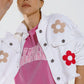 Cropped Jacket With Chest Pockets and Flower Details in White