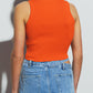 Cropped Knitted Tank Top in Orange