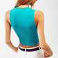 Cropped Knitted Tank Top in Turquoise