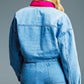 cropped relaxed denim jacket with chest welt pockets in light wash