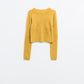 Q2 Cropped Sweater With Stitching Detail in yellow