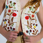 Cropped Vest With Embroidered Nature Design in White