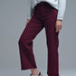 Cropped wide leg jeans in burgundy