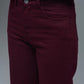 Cropped wide leg jeans in burgundy