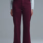 Q2 Cropped wide leg jeans in burgundy
