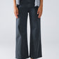 Q2 Cropped wide leg jeans in gray